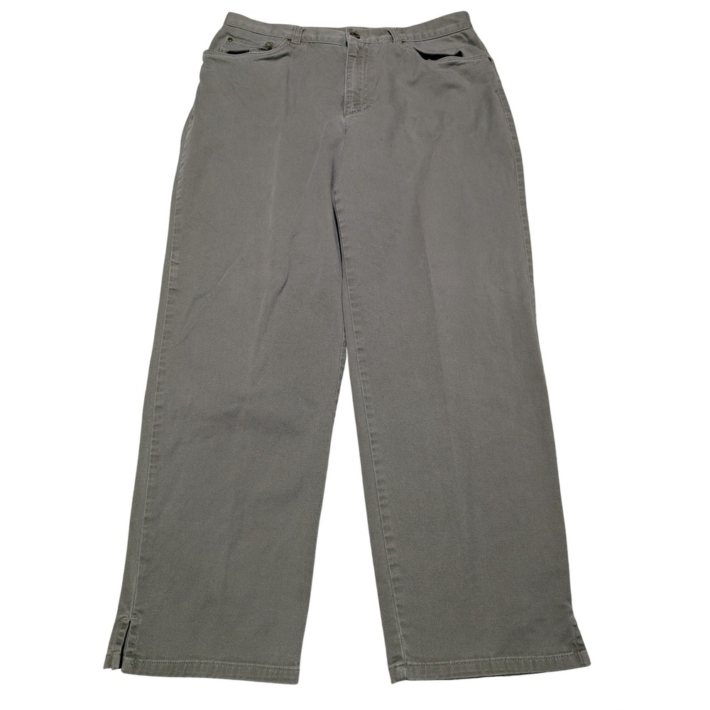 Jones New York Signature Olive Green Straight Leg Pants Womens 12 Stretch